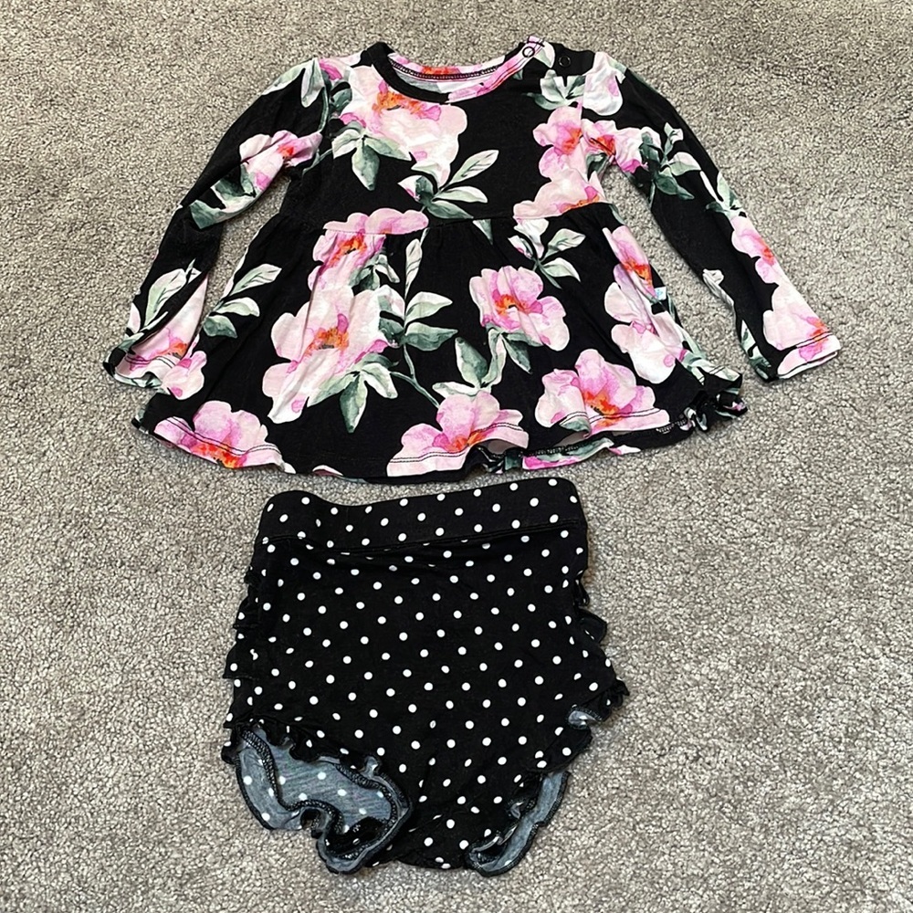 Posh Peanut Tenni Floral & Polka Dot Bummie Set - Picture 2 of 12